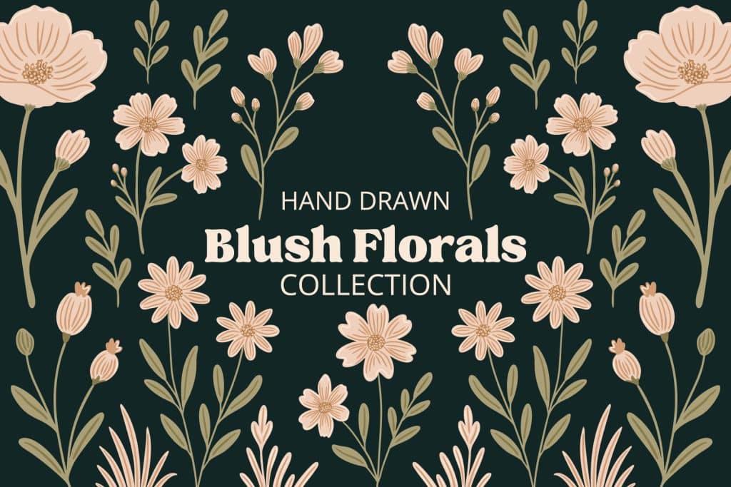 Blush Florals Clip Art Pattern Bundle