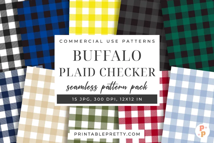 Buffalo Plaid Digital Paper – 15 Seamless 12X12 Inch Jpeg Files Featuring The Classic Buffalo Check Pattern In Colors Including Red, Black, Green, And Blue For Rustic Printing.